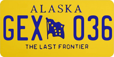 AK license plate GEX036