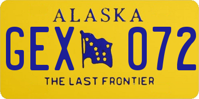 AK license plate GEX072