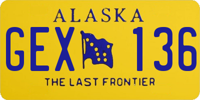 AK license plate GEX136