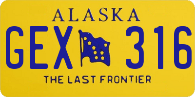 AK license plate GEX316