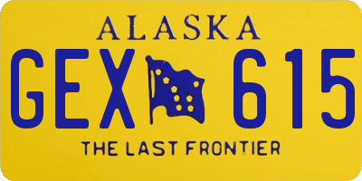 AK license plate GEX615
