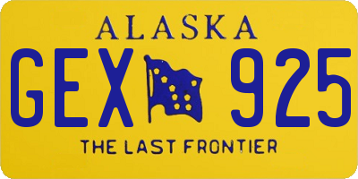 AK license plate GEX925