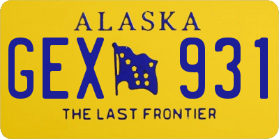 AK license plate GEX931