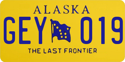 AK license plate GEY019