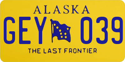 AK license plate GEY039