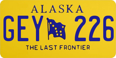 AK license plate GEY226