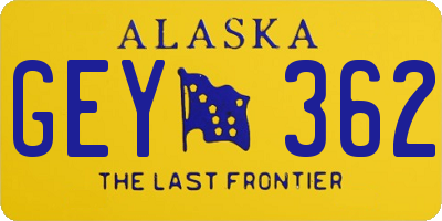AK license plate GEY362