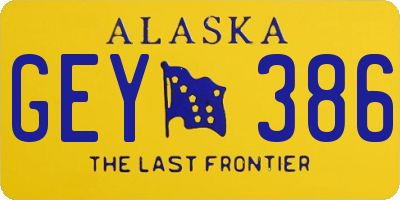 AK license plate GEY386