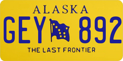 AK license plate GEY892