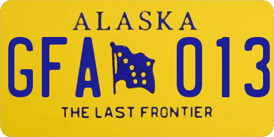 AK license plate GFA013