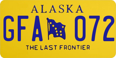 AK license plate GFA072