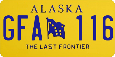 AK license plate GFA116