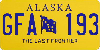 AK license plate GFA193