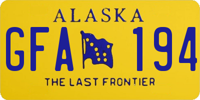 AK license plate GFA194