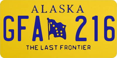 AK license plate GFA216