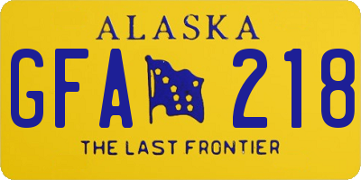 AK license plate GFA218