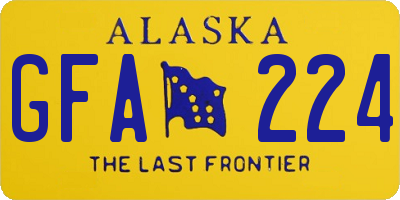 AK license plate GFA224