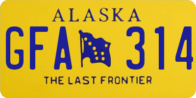 AK license plate GFA314