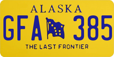 AK license plate GFA385