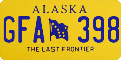 AK license plate GFA398