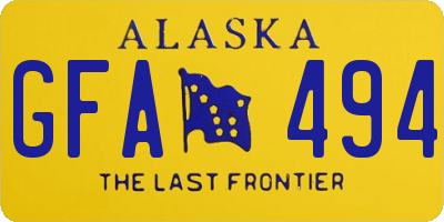 AK license plate GFA494