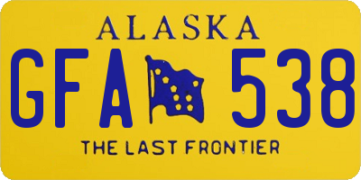 AK license plate GFA538