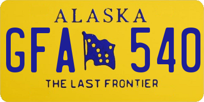 AK license plate GFA540