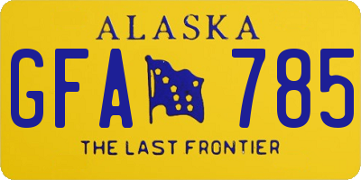 AK license plate GFA785