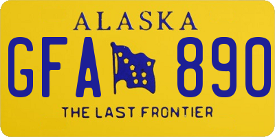 AK license plate GFA890