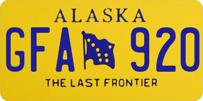 AK license plate GFA920