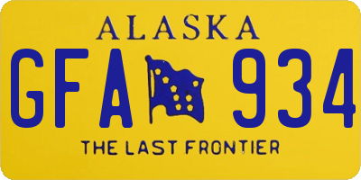 AK license plate GFA934