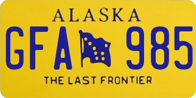 AK license plate GFA985
