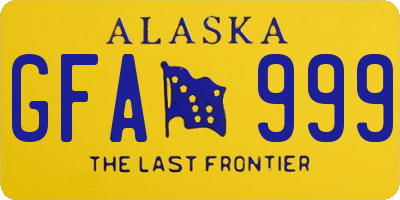 AK license plate GFA999