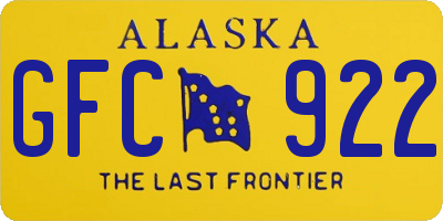 AK license plate GFC922