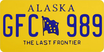 AK license plate GFC989