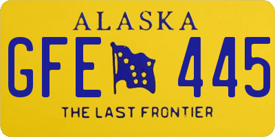 AK license plate GFE445