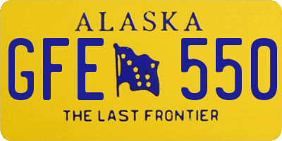 AK license plate GFE550
