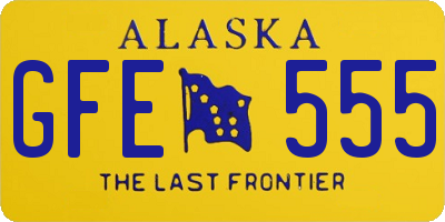 AK license plate GFE555