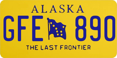 AK license plate GFE890