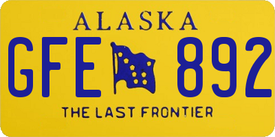 AK license plate GFE892