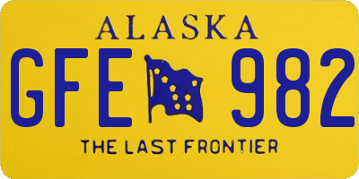 AK license plate GFE982