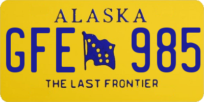 AK license plate GFE985