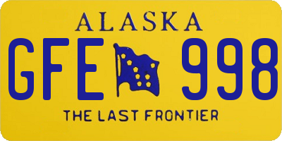AK license plate GFE998