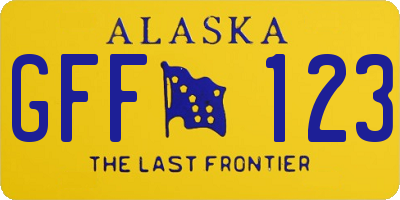 AK license plate GFF123