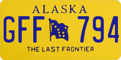 AK license plate GFF794