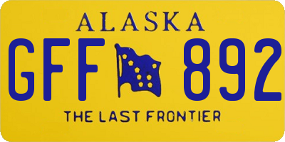 AK license plate GFF892