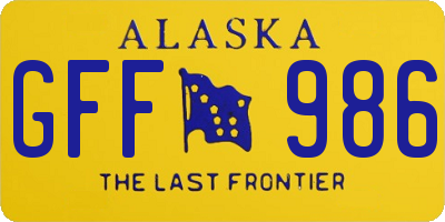 AK license plate GFF986