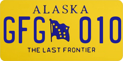 AK license plate GFG010