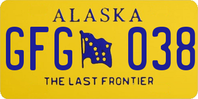 AK license plate GFG038