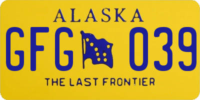 AK license plate GFG039